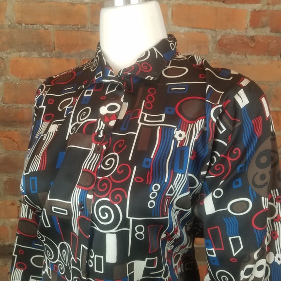 VTG Diane Von Furstenberg Women's Blouse Geometric - Picture 3 of 7